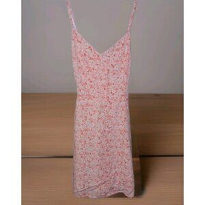 Ladies GAP Strappy White & Orange Floral Print‎ Dress W Elastic Back Size M